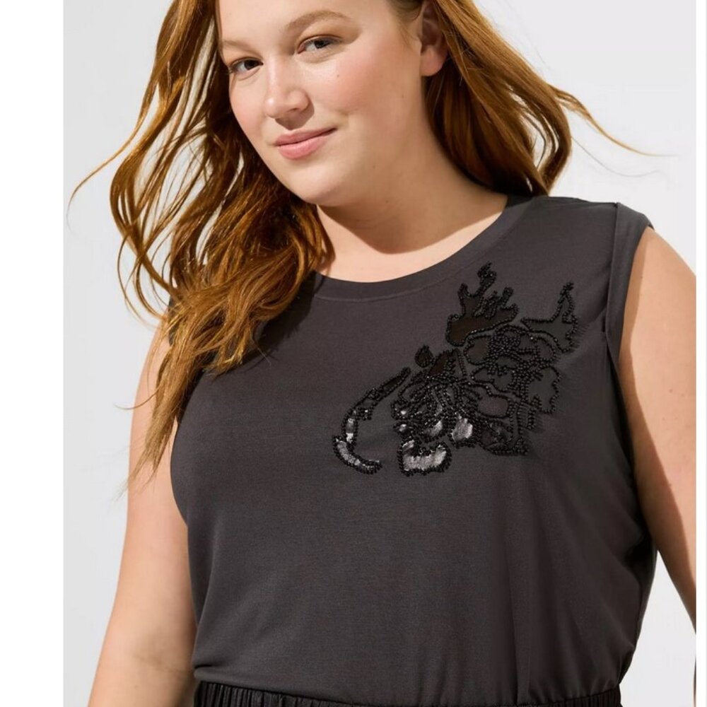 Torrid Rose Flames Classic Fit Super Soft Crew Neck Muscle Tank Top Shirt 4X 4